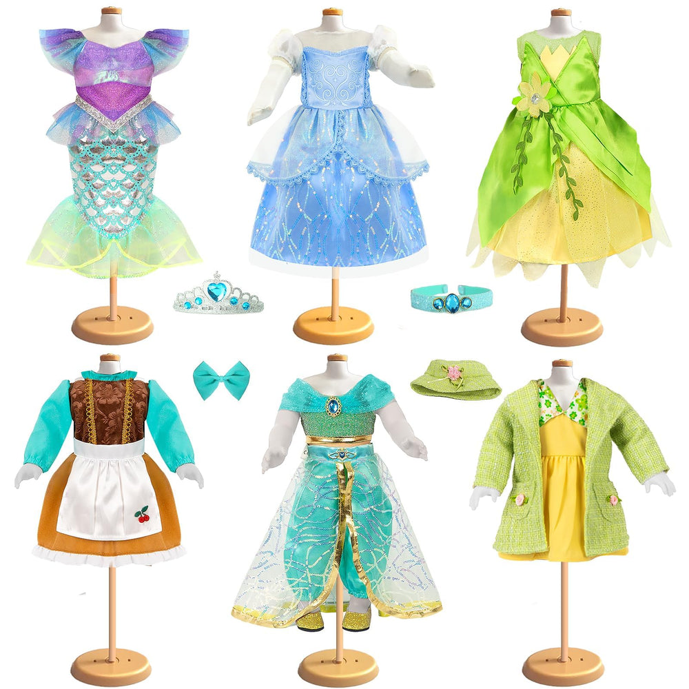 WONDOLL six dresses with tiaras for complete royal dress-up fun.
