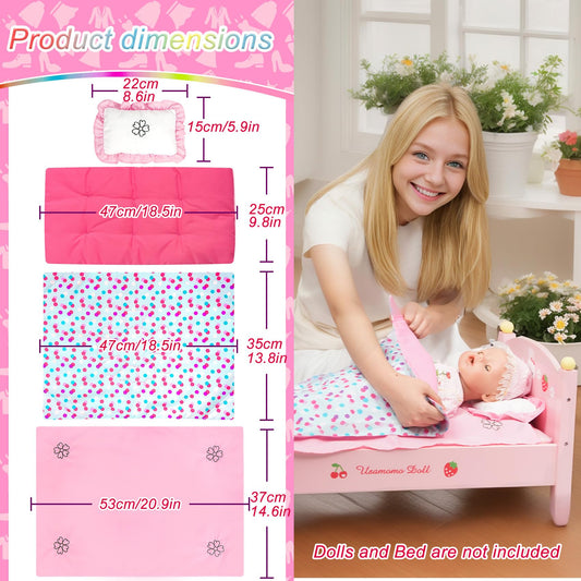 WONDOLL rectangular ruffled pillow adds charming detail to doll beds.