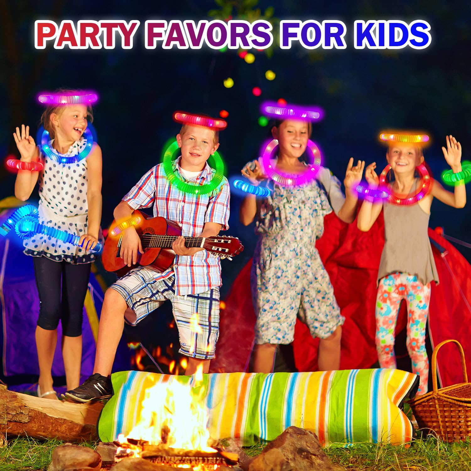 Wondrus LED pop tubes glow in the dark for Mardi Gras and birthday parties.