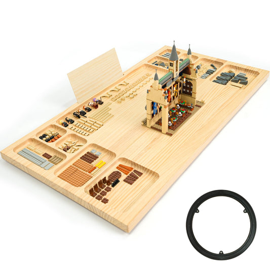 Wood City Building Baseplate Table viewed from top for organized Lego play.