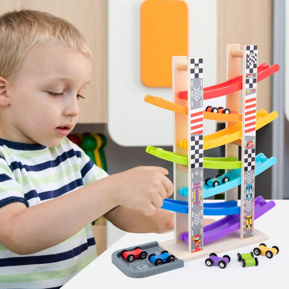 Wood City solid wood construction emphasizes durable, safe play.