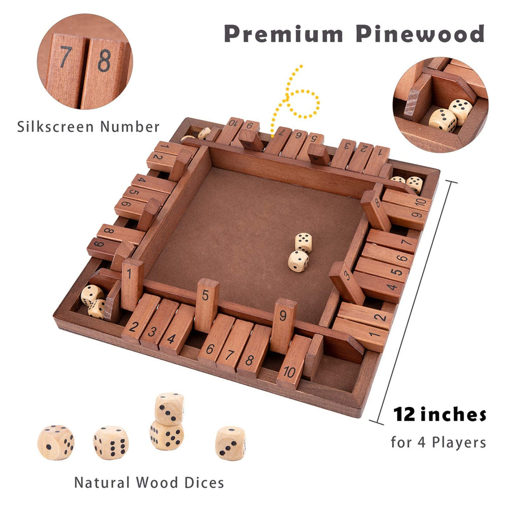 WOOD CITY Shut The Box 4-player setup enabling group play and social fun.