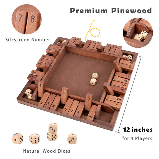 WOOD CITY Shut The Box 4-player setup enabling group play and social fun.