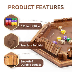 WOOD CITY Shut The Box setup for up to 6 players in a shared session.