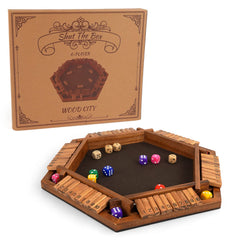 WOOD CITY Shut The Box board with felt surface for smooth, quiet turns.