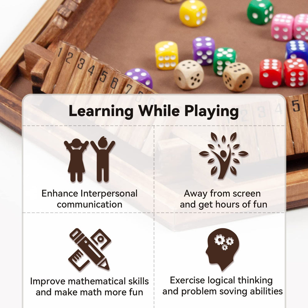 WOOD CITY Shut The Box portable set ideal for family game night.