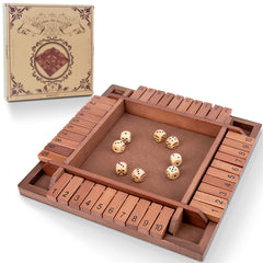 WOOD CITY Shut The Box wooden board, 12-inch size for family game nights.