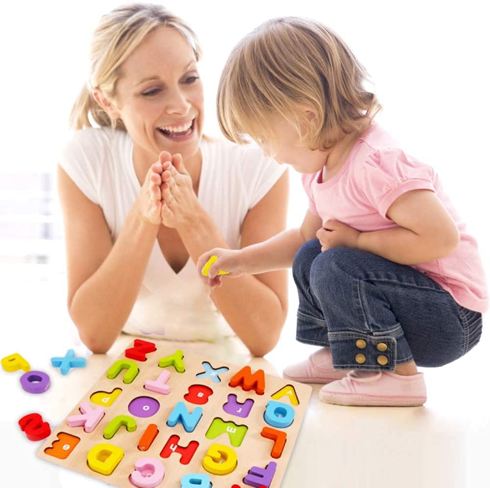 WOOD CITY Toddler learning toy encourages ABC awareness and counting in a safe wooden set