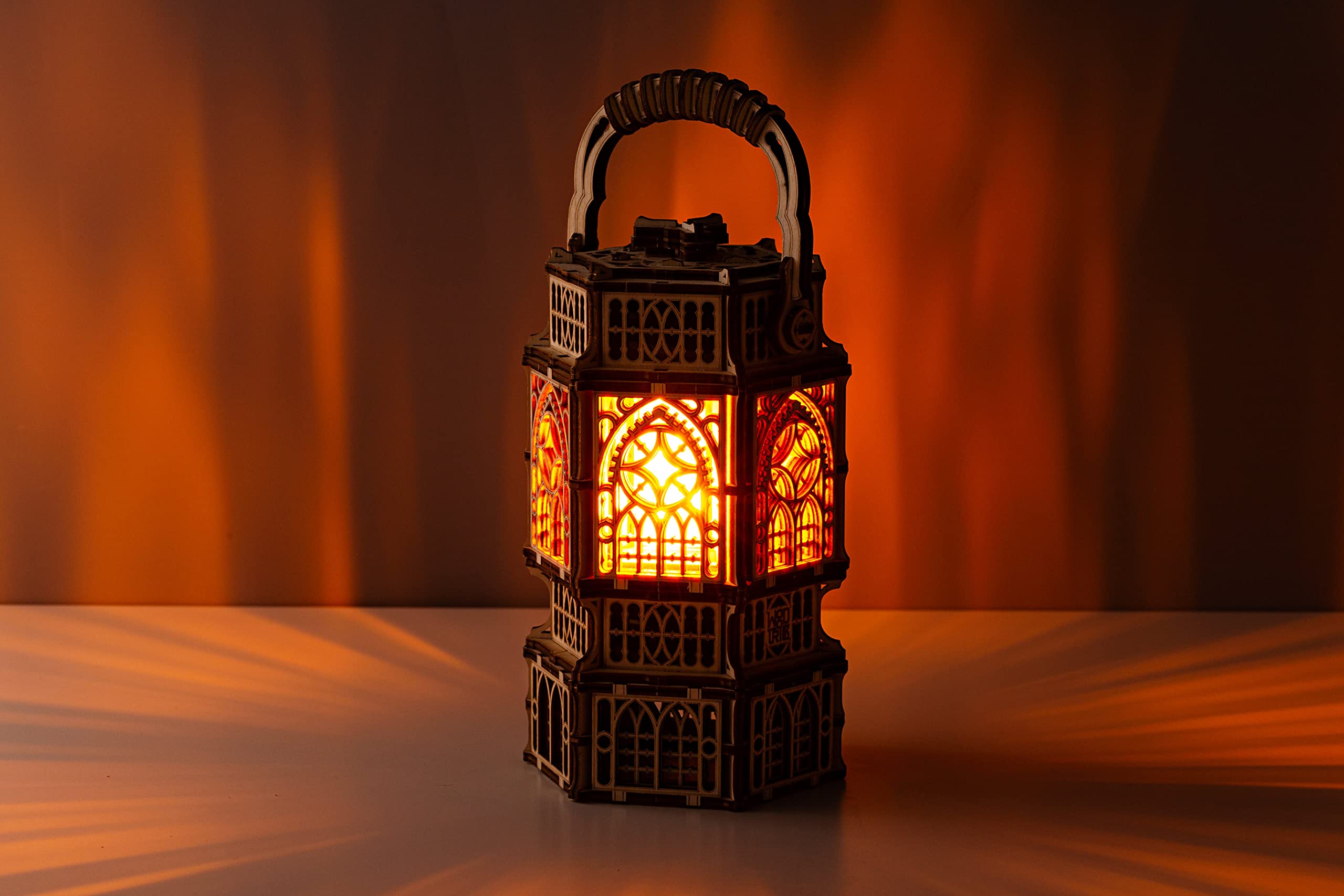 Wood Trick antique lantern desk display ready to admire