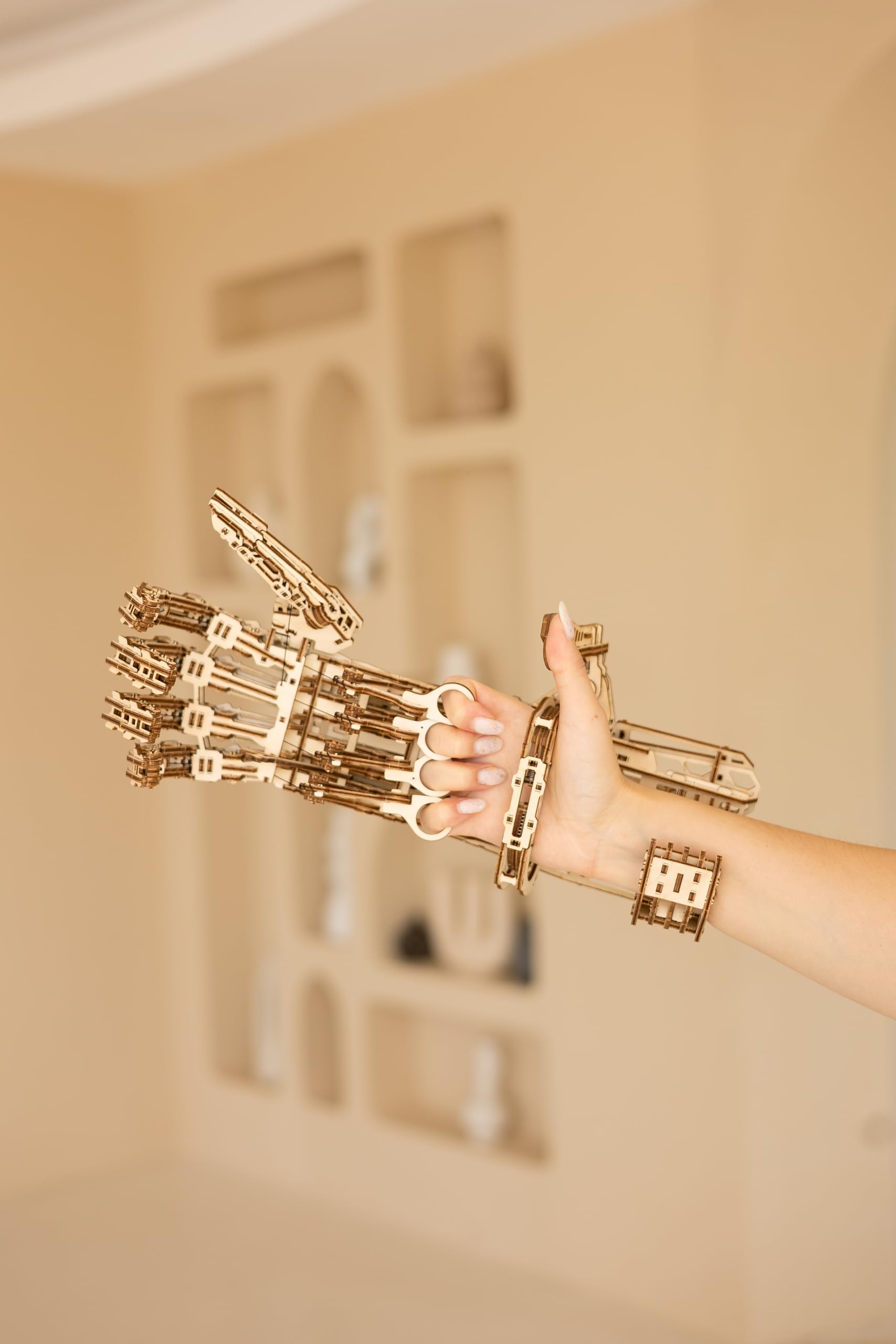 Demo of gestures on Wood Trick Cyber Hand for engaging displays