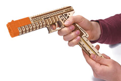 Wood Trick Defenders Gun completed model showcasing fine wood craftsmanship