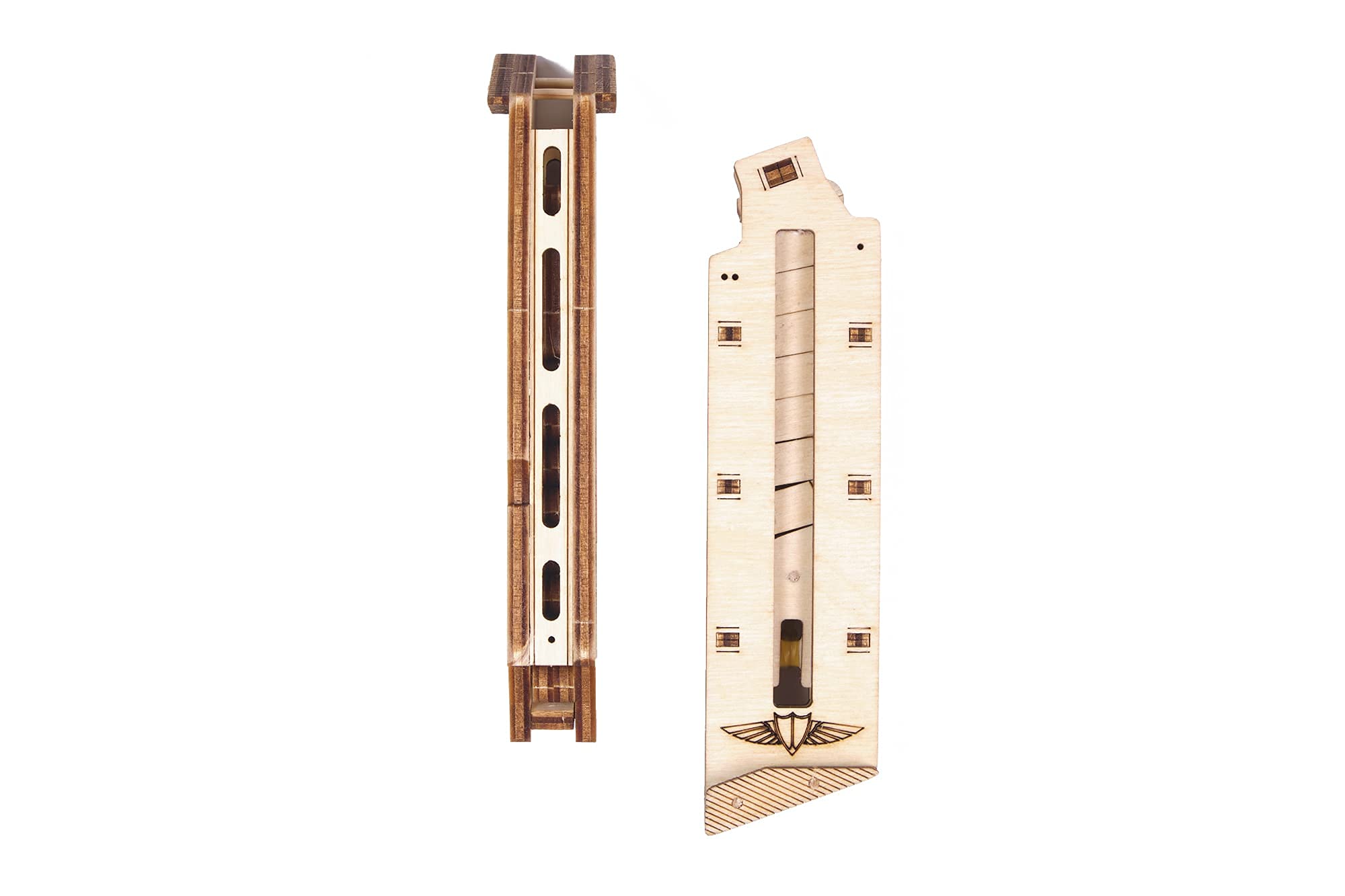 Wood Trick Defenders Gun compact dimensions 9.45 x 1.34 x 4.92 inches for display