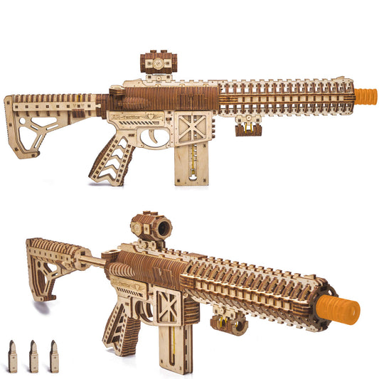 Wood Trick AR-T gun with telescoping butt for adult hobbyists.
