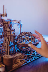 Wood Trick Marble Run dimensions 15 by 12.6 by 14.4 inches, substantial display.
