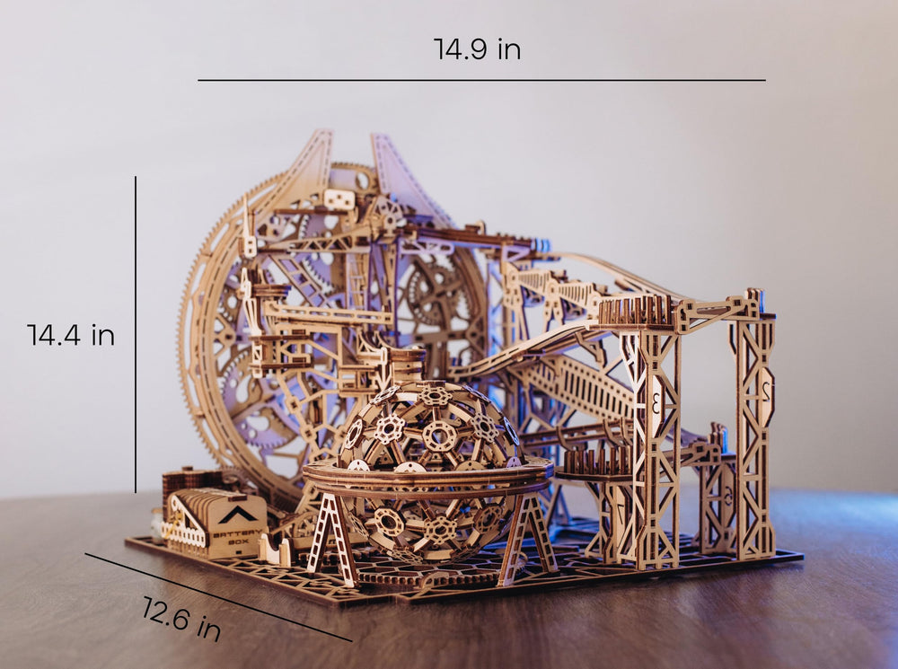 Wood Trick Marble Run assembly diagram helps guide experienced builders.