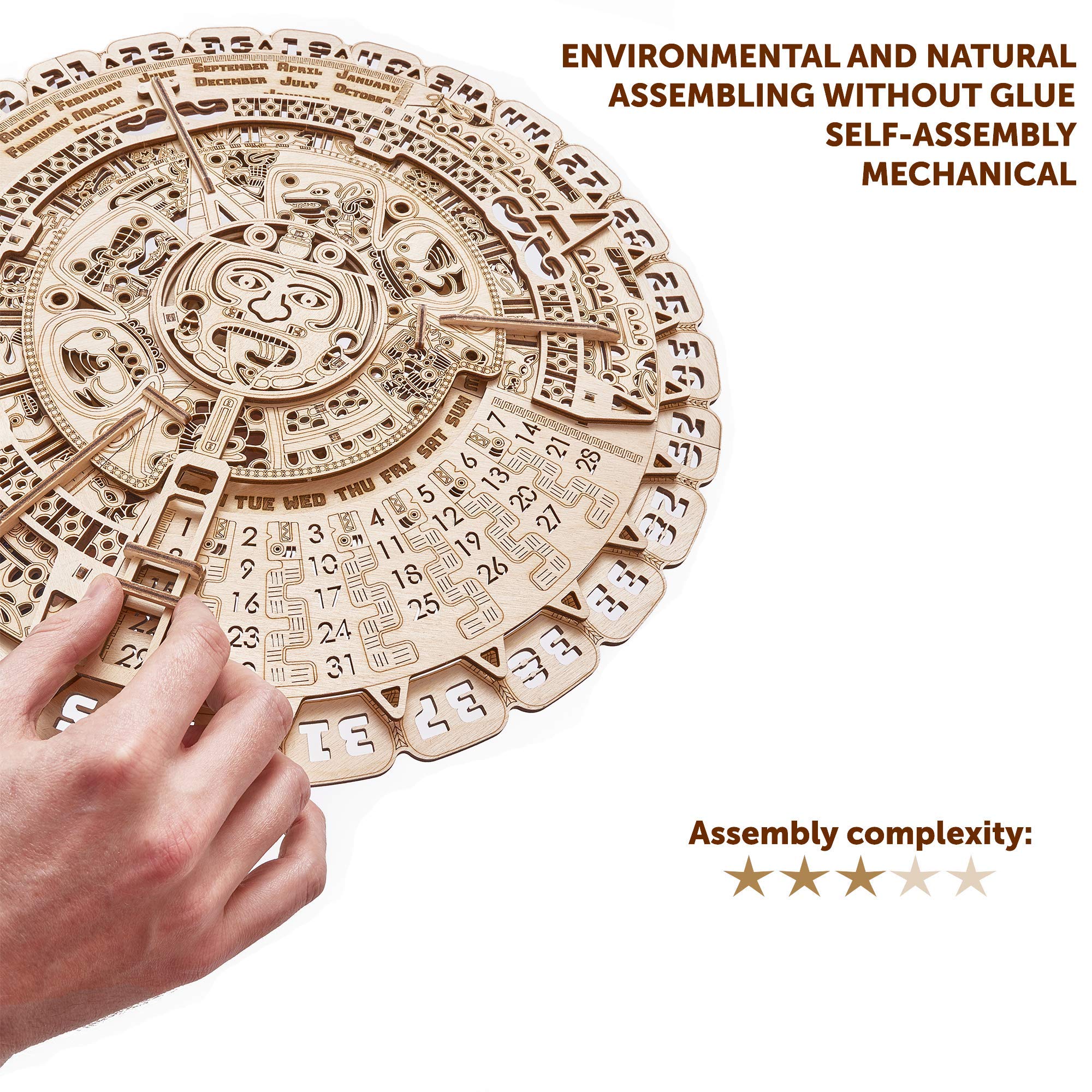 Wood Trick Mayan calendar example-assembly emphasizes hands-on problem solving.