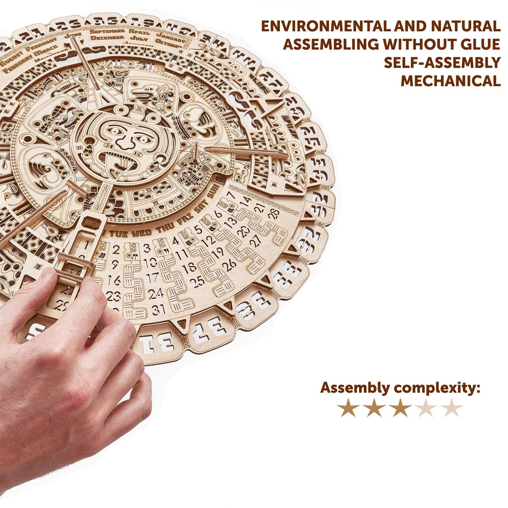 Wood Trick Mayan calendar example-assembly emphasizes hands-on problem solving.