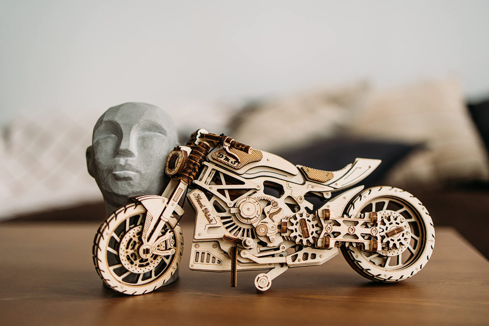 Wood Trick motorcycle wheels rotating demonstration for authentic motion.