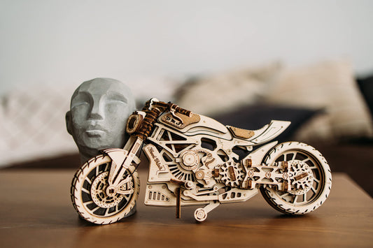 Wood Trick motorcycle wheels rotating demonstration for authentic motion.