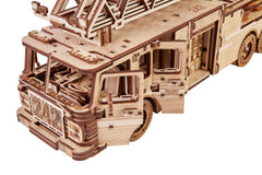 Wood Trick Rescue Firetruck hydrants and equipment emphasize authentic rescue elements.
