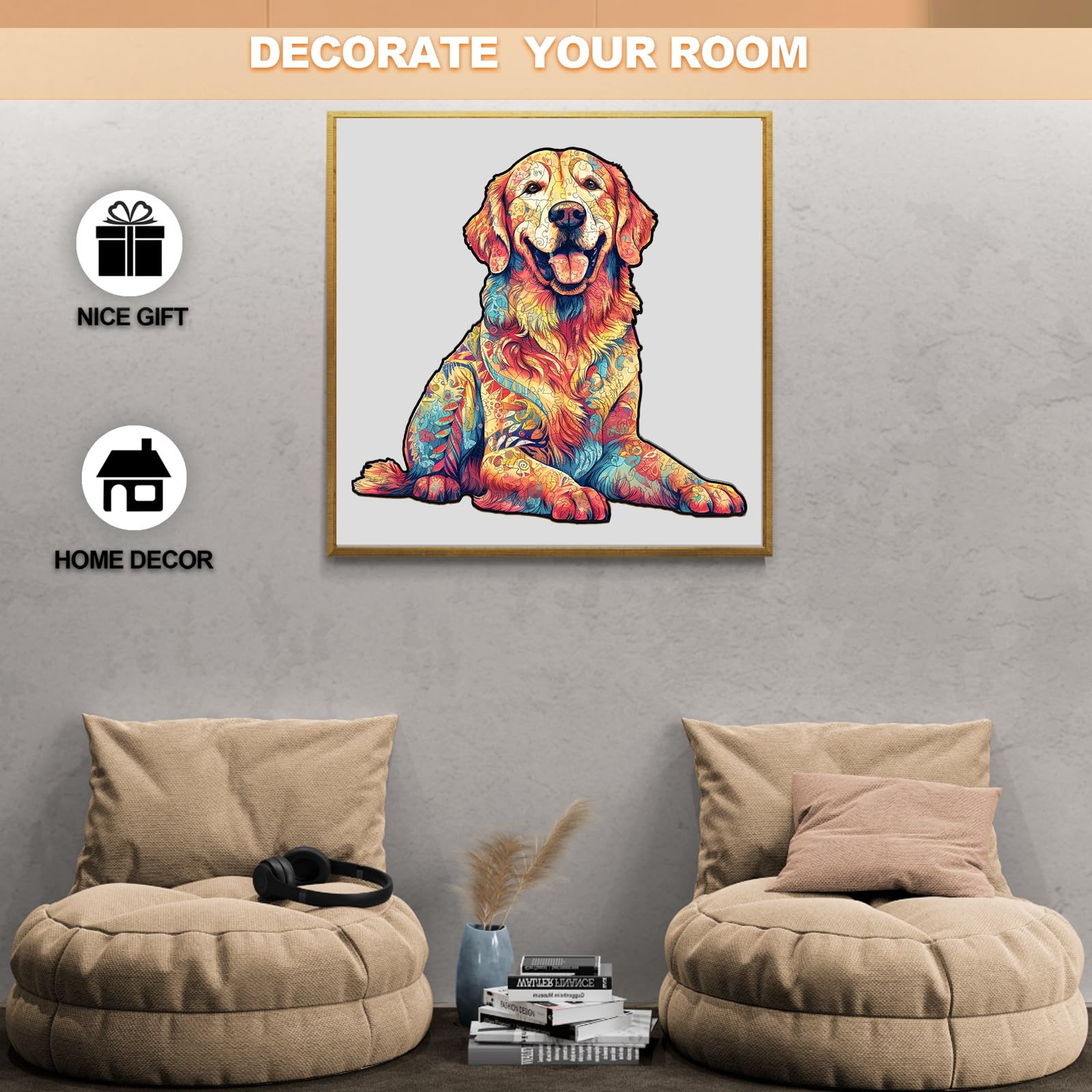 WOODBESTS Puzzle on desk as decor and conversation piece for workspace or living room.