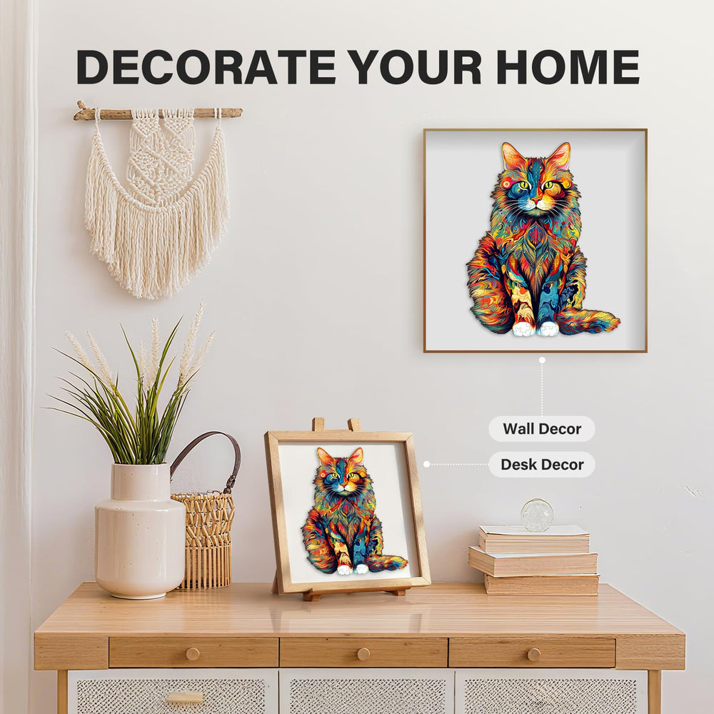 WOODBESTS Maine Coon puzzle edge-cut precision ensures burr-free handling