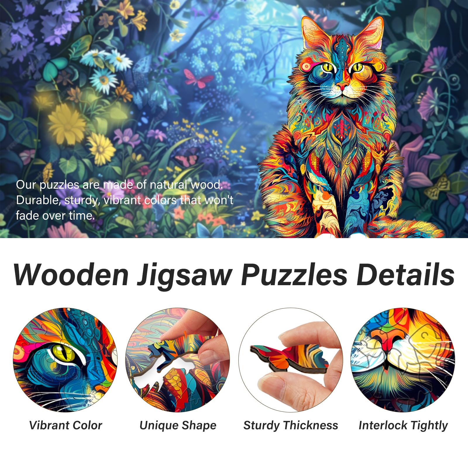 WOODBESTS Maine Coon puzzle fur-pattern detail highlights intricate artistry for enthusiasts
