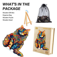 WOODBESTS Maine Coon puzzle packaging shows ready to gift decor appeal