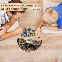 WOODBESTS Moonlit Owl puzzle circular design suits compact display