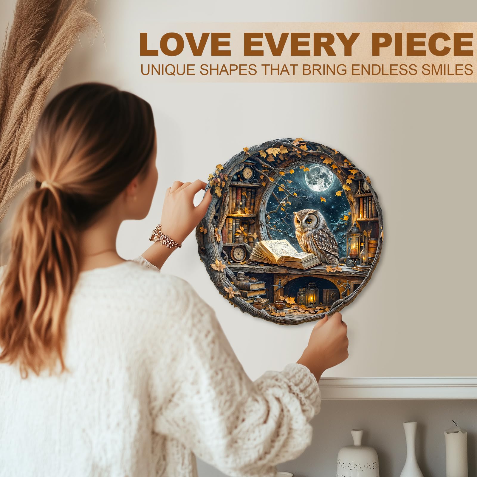 WOODBESTS Moonlit Owl puzzle natural wood with burr-free edges