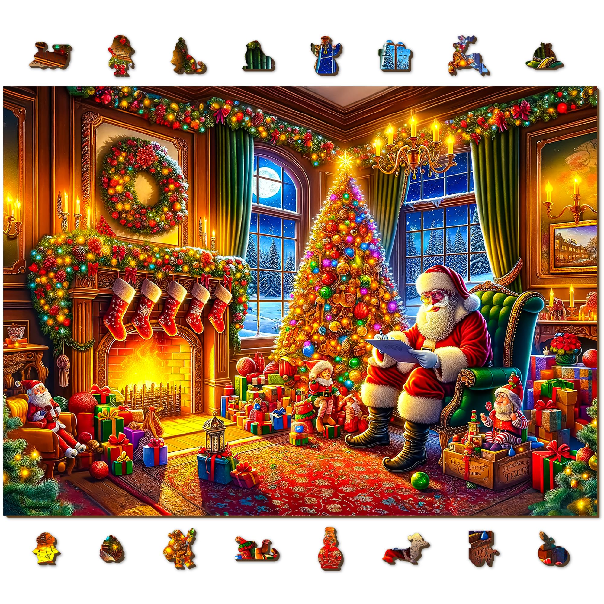 WOODEN.CITY 1000-piece puzzle Christmas Eve scene enhances family evenings with festive detail.