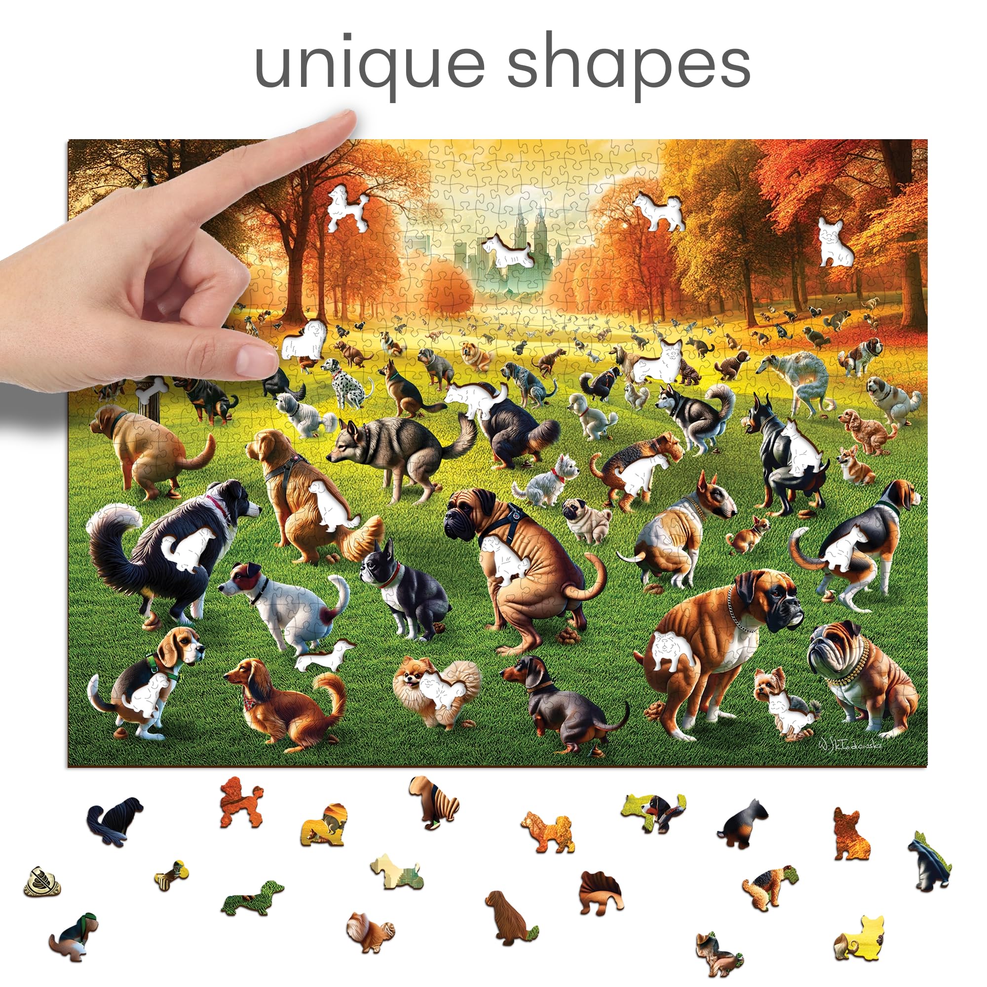 WOODEN.CITY EU-made puzzle with wooden pieces, ideal for dog lovers and gifting.