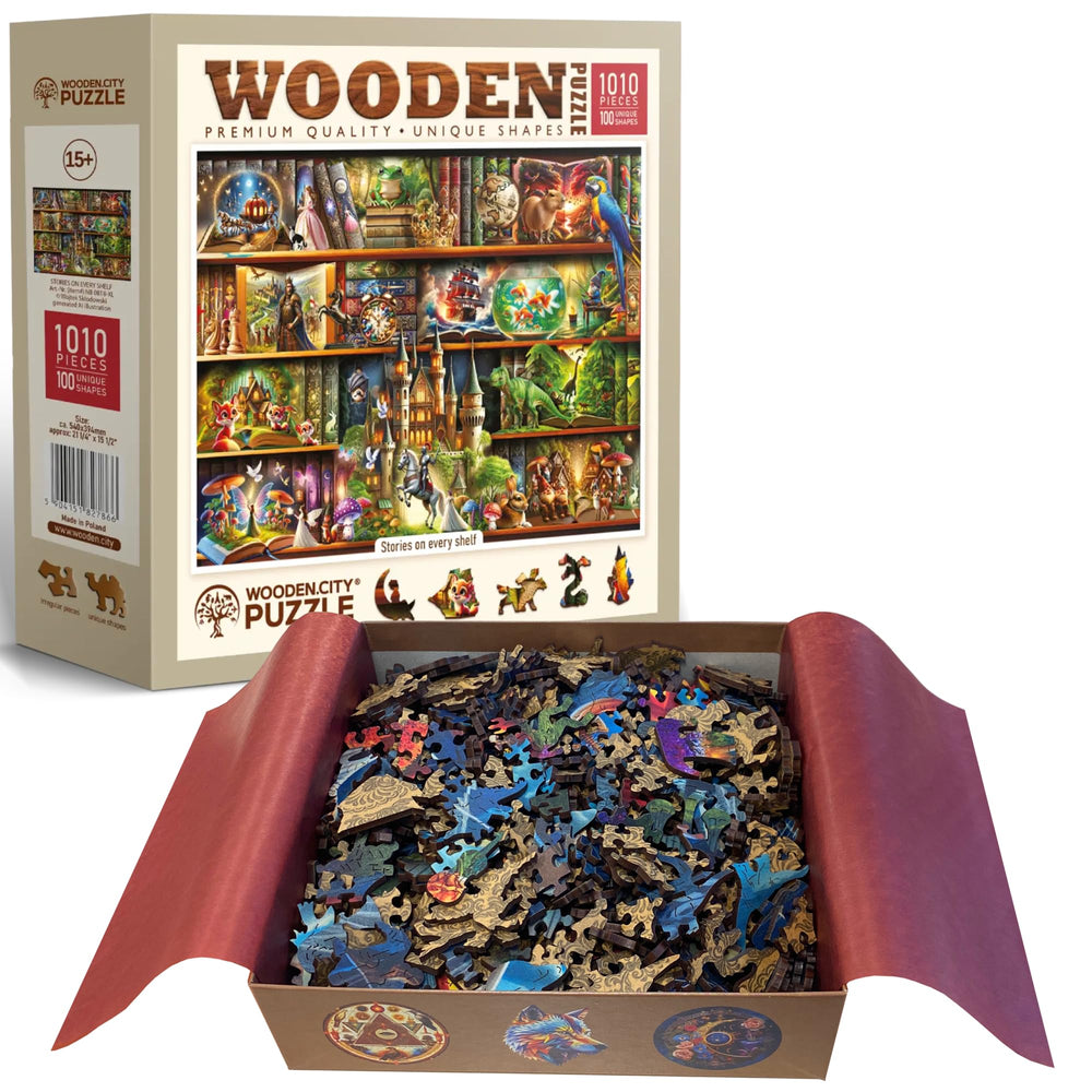 WOODEN.CITY Forest on shelf artwork offers depth and relaxing focus while assembling.