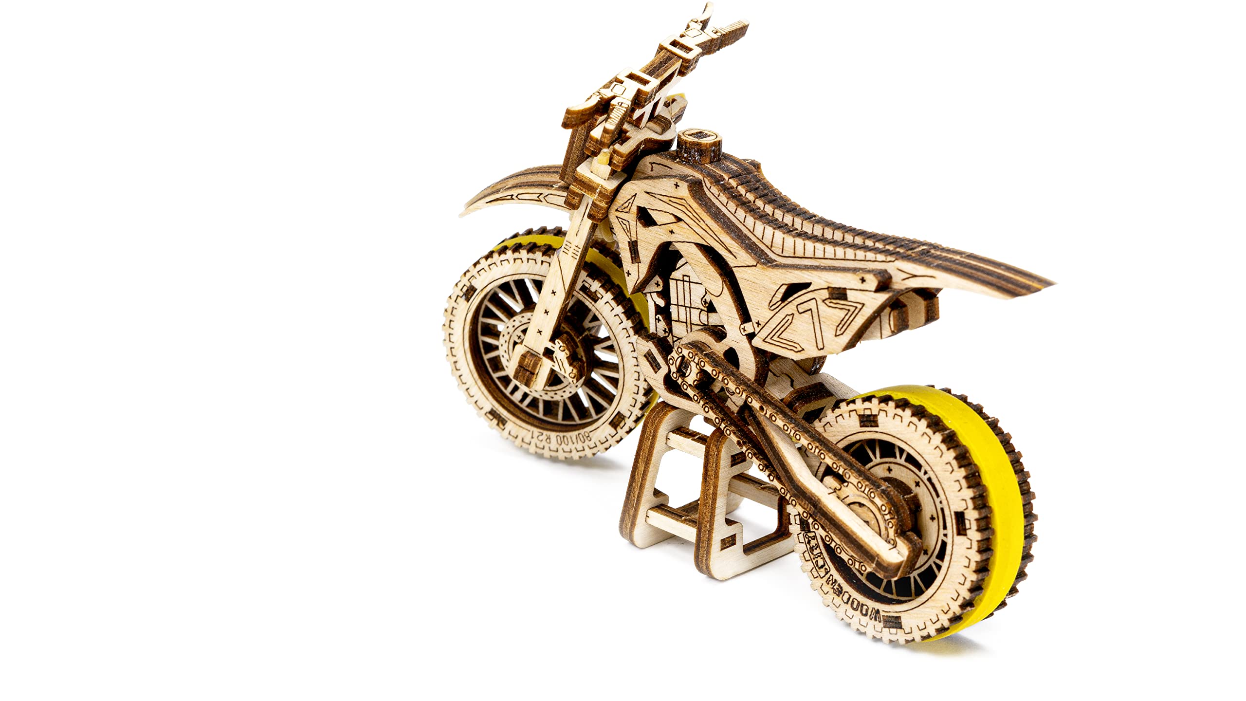 WOODEN.CITY Motocross 3D Puzzle paint-ready surface invites personalization.