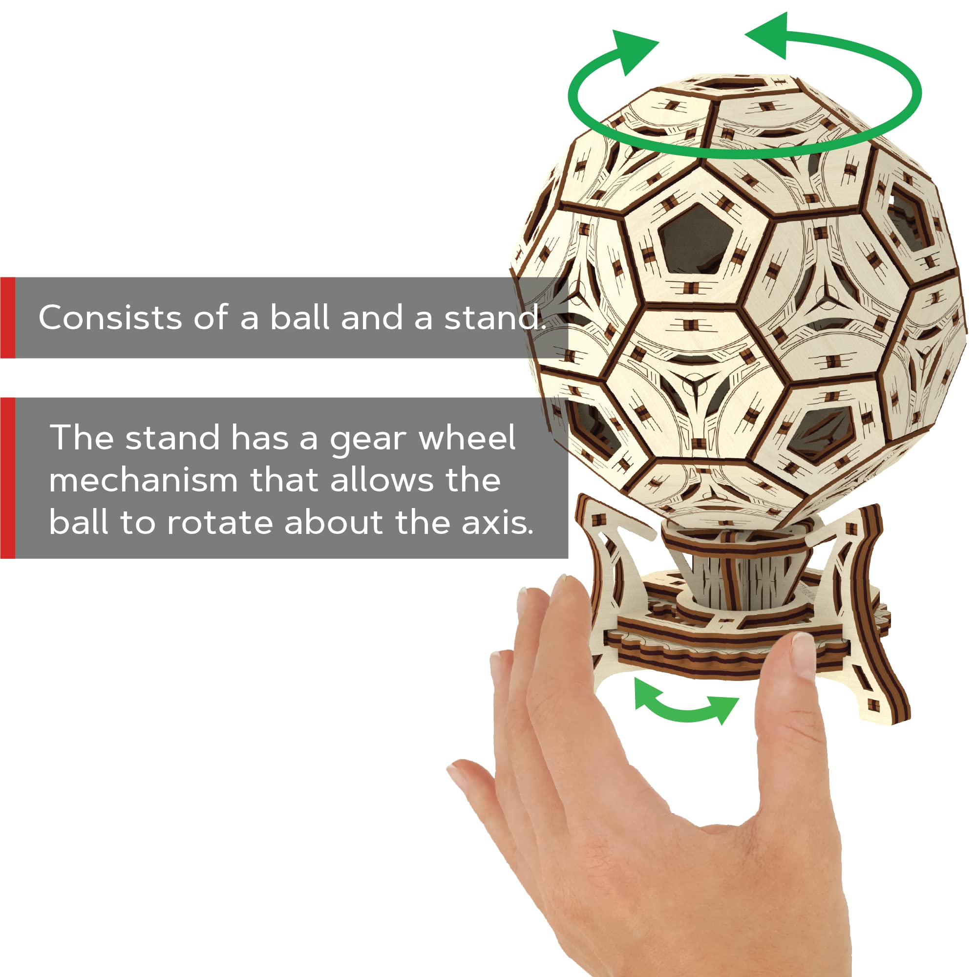 Wooden.City Football Cup rotating trophy top shown in action.