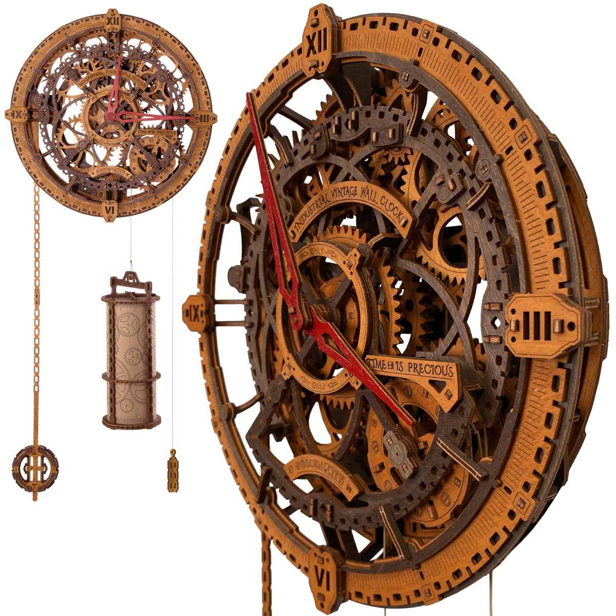 WOODEN.CITY steampunk clock face shows intricate design for bold wall decor