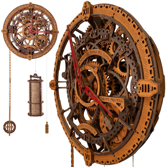 WOODEN.CITY steampunk clock face shows intricate design for bold wall decor
