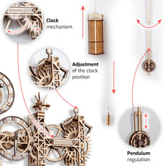 WOODEN.CITY rotor blades spinning with dynamic kinetic detail in a 3D clock.