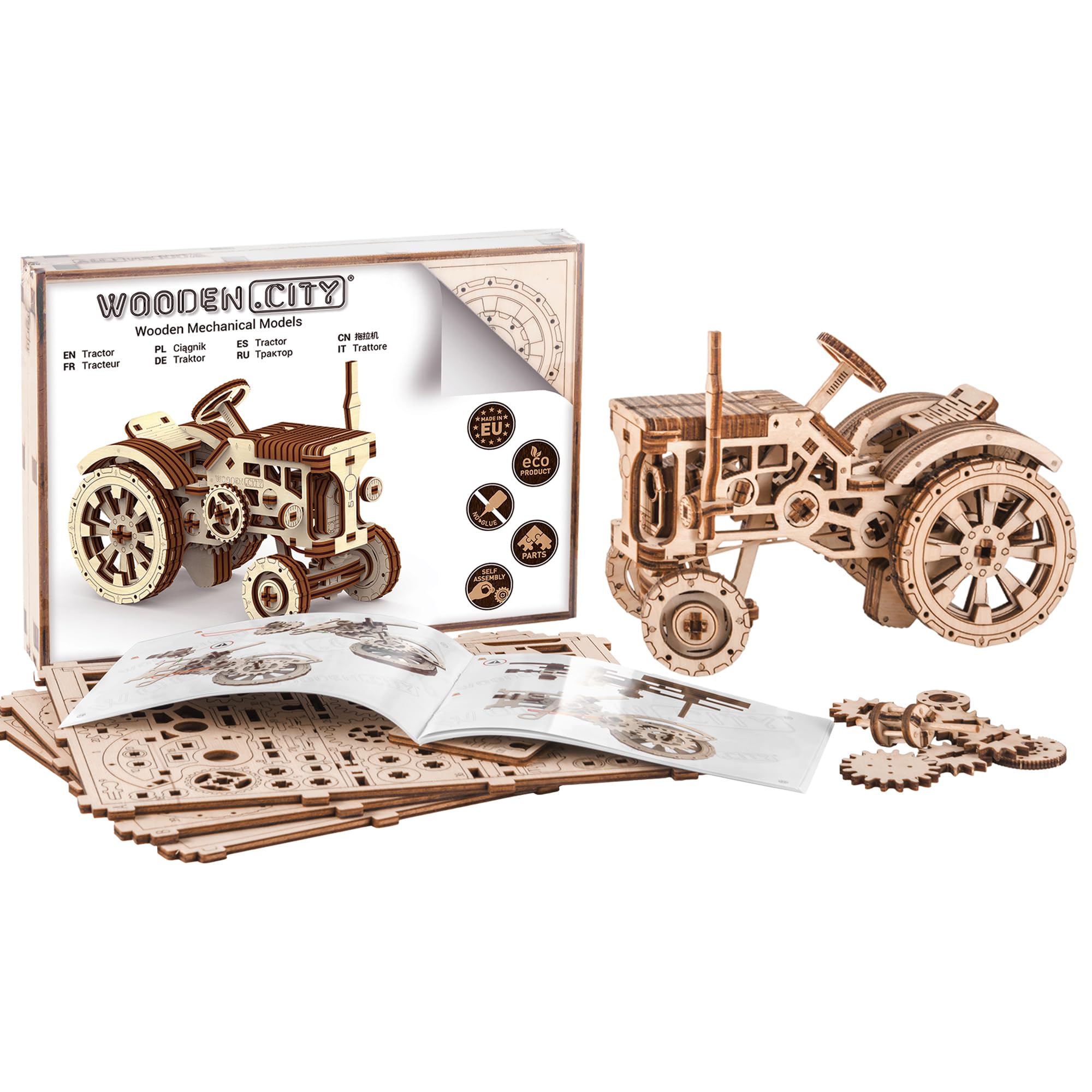 WOODEN.CITY Tractor 3D puzzle eco-friendly packaging suitable as a thoughtful gift