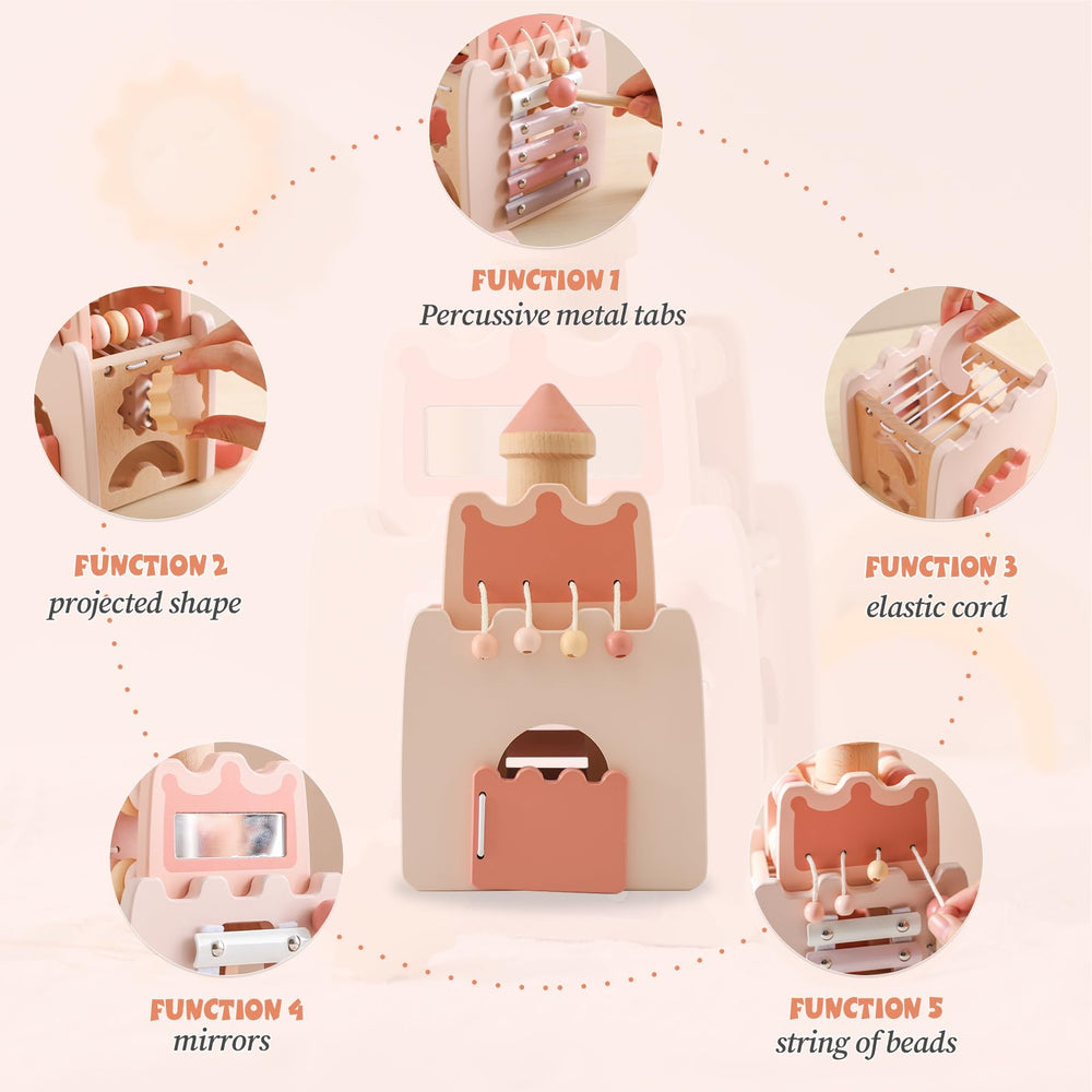 Wooden Teether cube gear shapes encourage shape recognition and problem-solving play