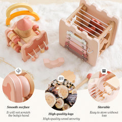 Wooden Teether stretchy bead strings support hand-eye coordination and tactile play