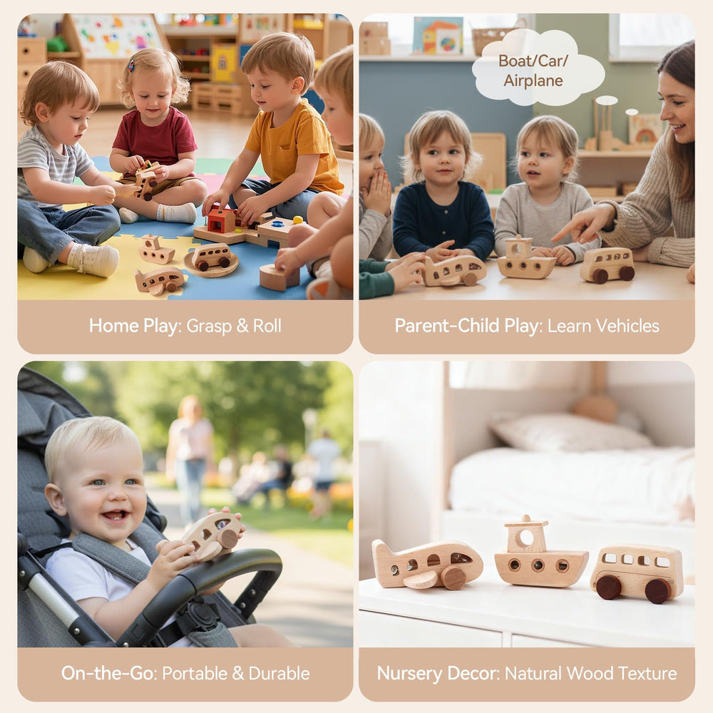 WOODEN TEETHER rolling beads inside produce soft rattling sounds during playtime