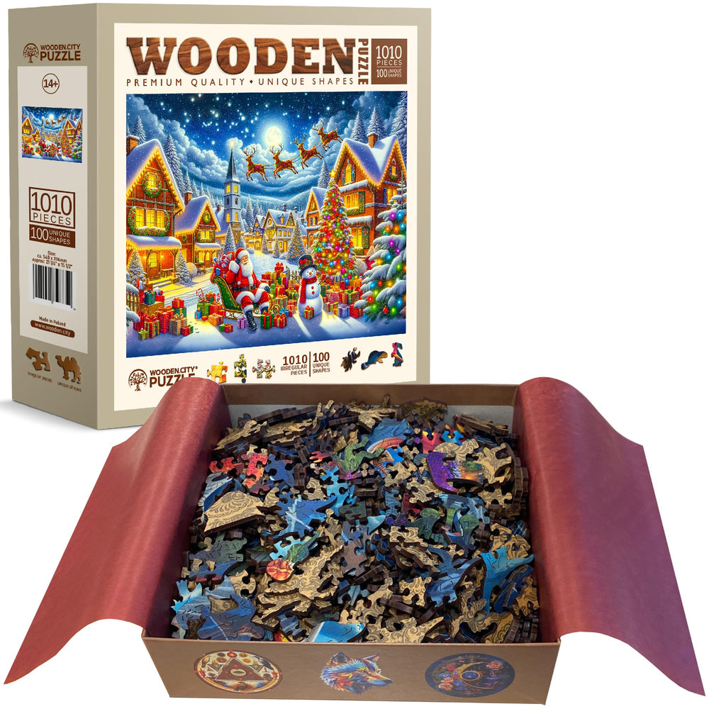WOODEN.CITY Christmas night scene puzzle with vibrant colors and detail