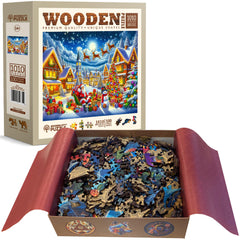 WOODEN.CITY Christmas night scene puzzle with vibrant colors and detail