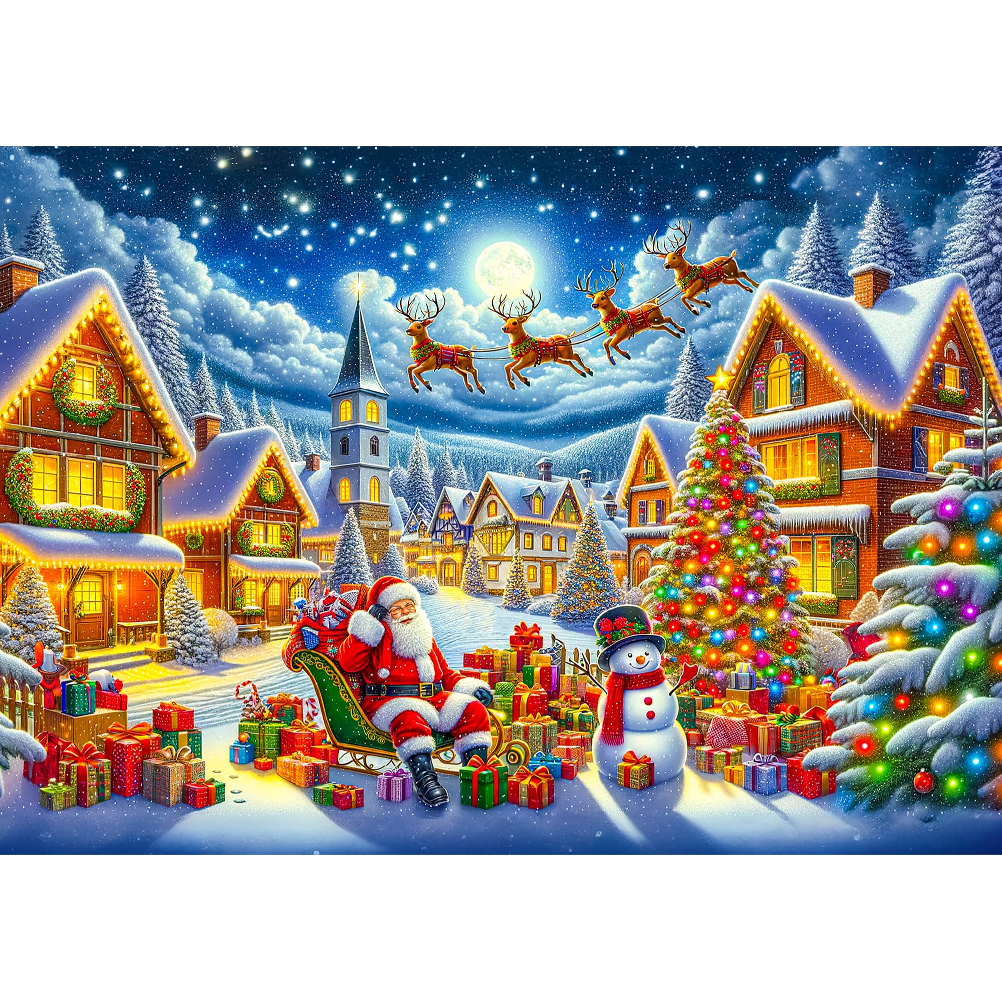 WOODEN.CITY reindeer across snowy rooftops puzzle for family time