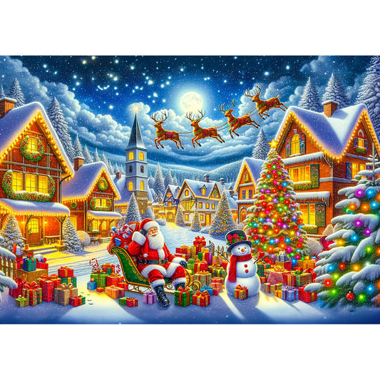 WOODEN.CITY reindeer across snowy rooftops puzzle for family time