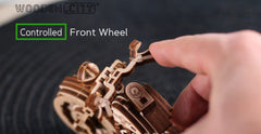 WOODEN.CITY Cruiser VTwin puzzle detail closeup showcasing craftsmanship and wood grain