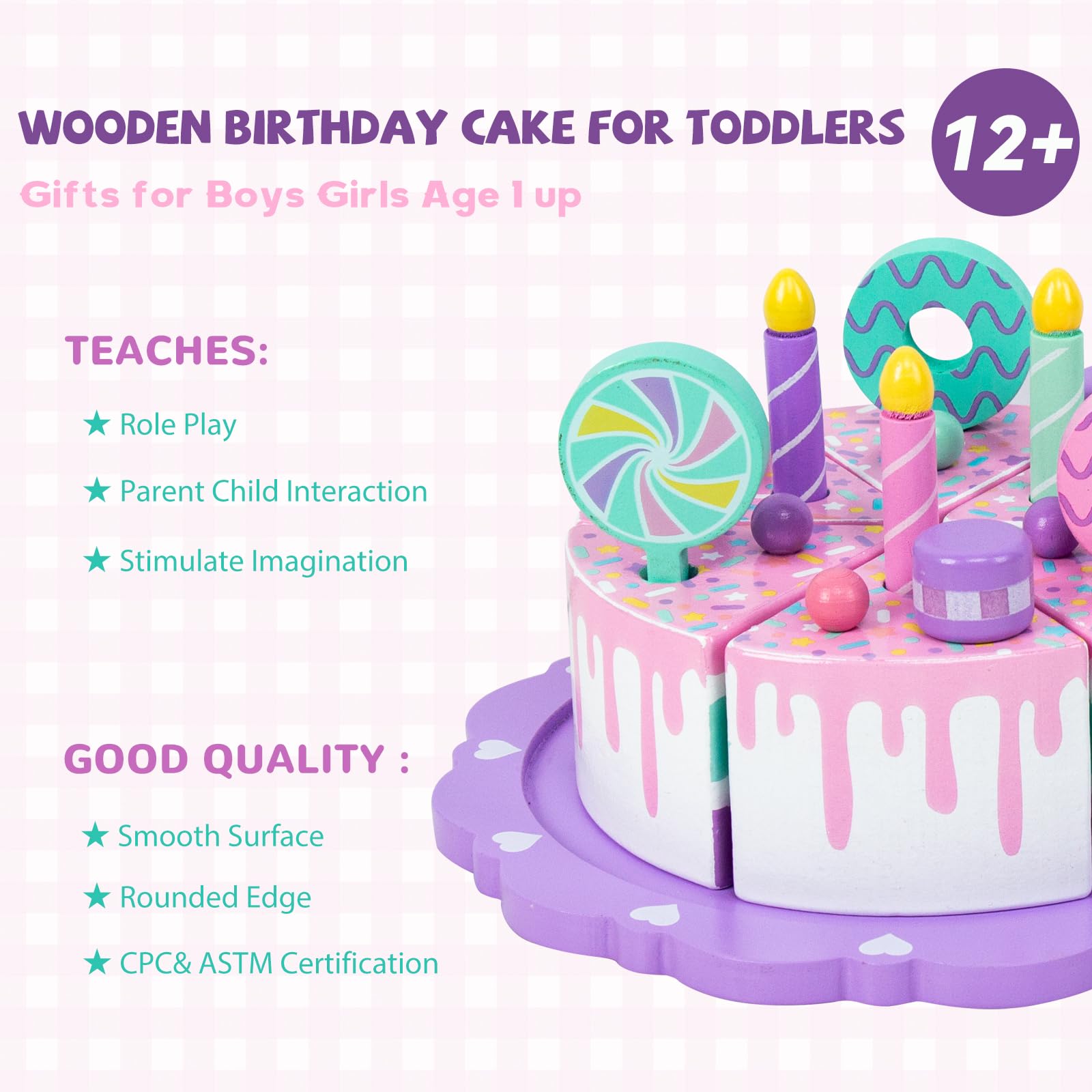 WoodenEdu colorful number cakes set helps kids practice counting and color recognition