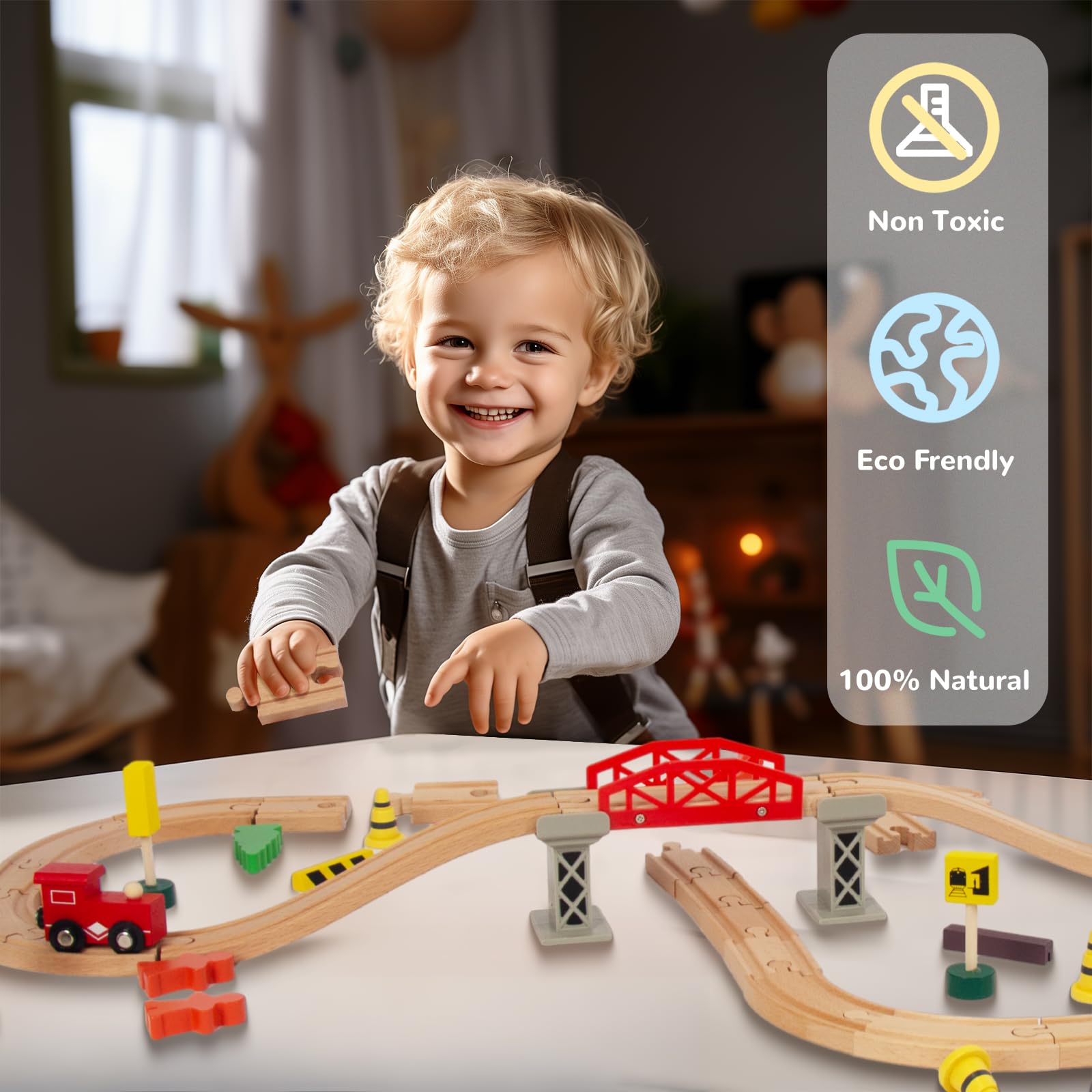 WoodenEdu compatibility with Brio and Thomas sets for mixing.