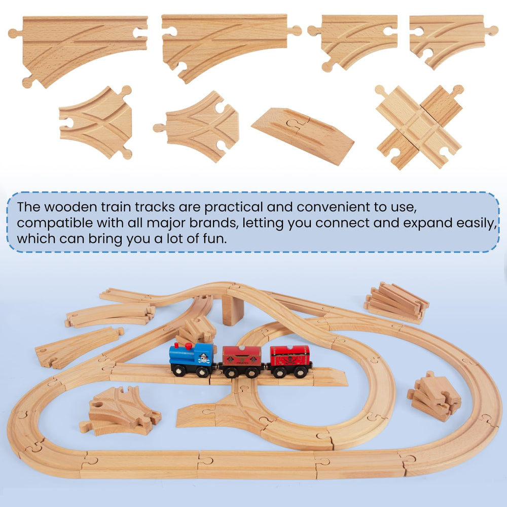 WoodenEdu curved switch track enables flexible routing